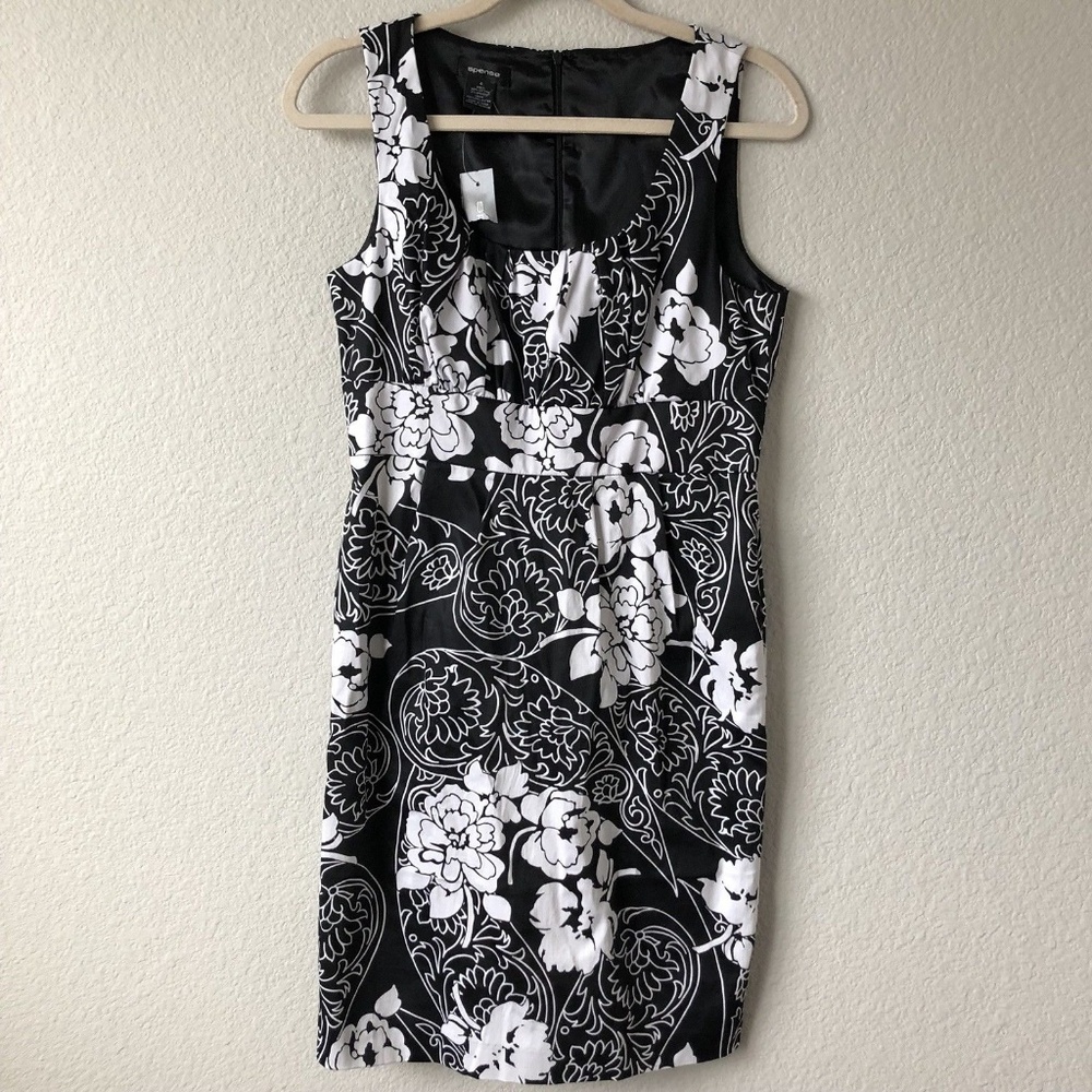 Spense Womens Black and White Floral Dress Sz 4